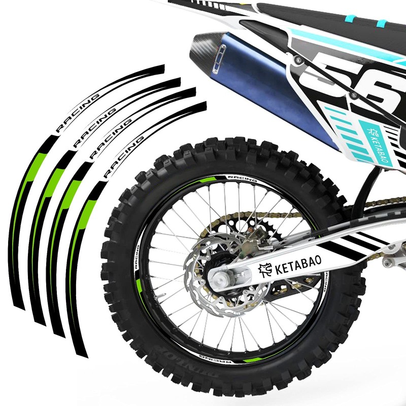 MX Bike Rim Tape R02 Decal Stickers Stripes 21 18 inch with KLX140G KLX230R K...