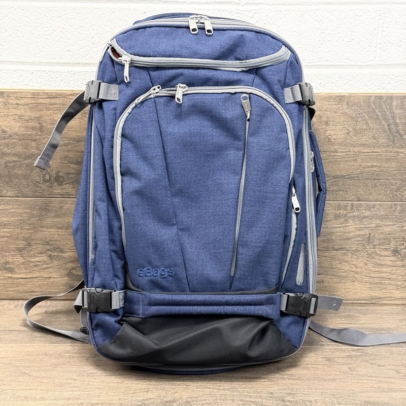 eBags Backpack Mother Lode Heathered Blue Convertible/Expandable Travel-READ