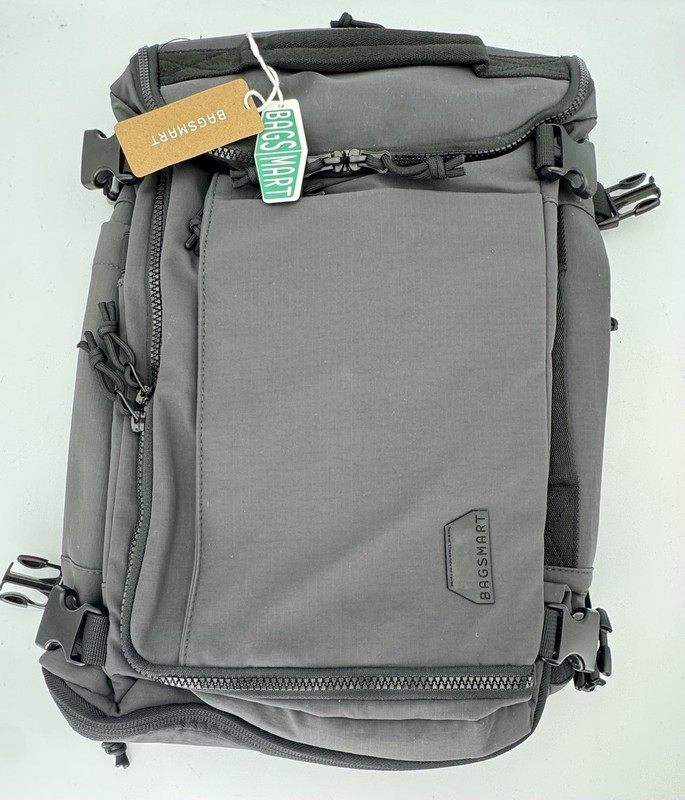 BAGSMART Blast 28/38L Expandable Travel Backpack Carry On Bag Gray New w/ Tags