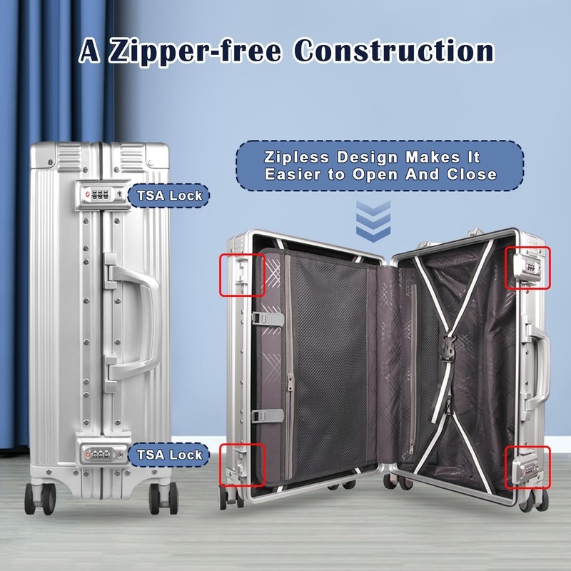 All Aluminum Carry On Luggage Hard Shell Luggage Aluminum Suitcase for Travel gallery