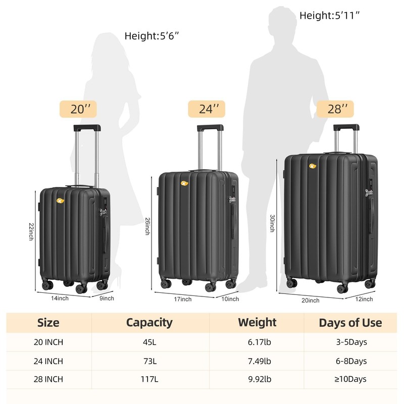 Checked Luggage Large PC Hard Shell 17x10x26in 7LB TSA Lock - Lightweight gallery
