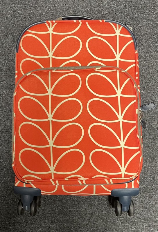 Orla Kiely 21” Luggage Roller Spinner Suitcase Leaf Orange Compartments