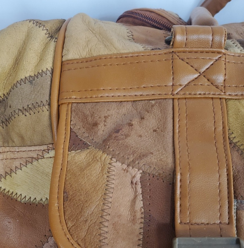 Vintage Italian Leather Patchwork Duffle Bag Large Browns Tans gallery