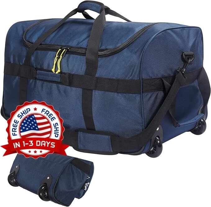 Bolso De Viaje Plegable Con Ruedas 85L Ligero Bolsa De Viaje Con 2 Ruedas NEW US