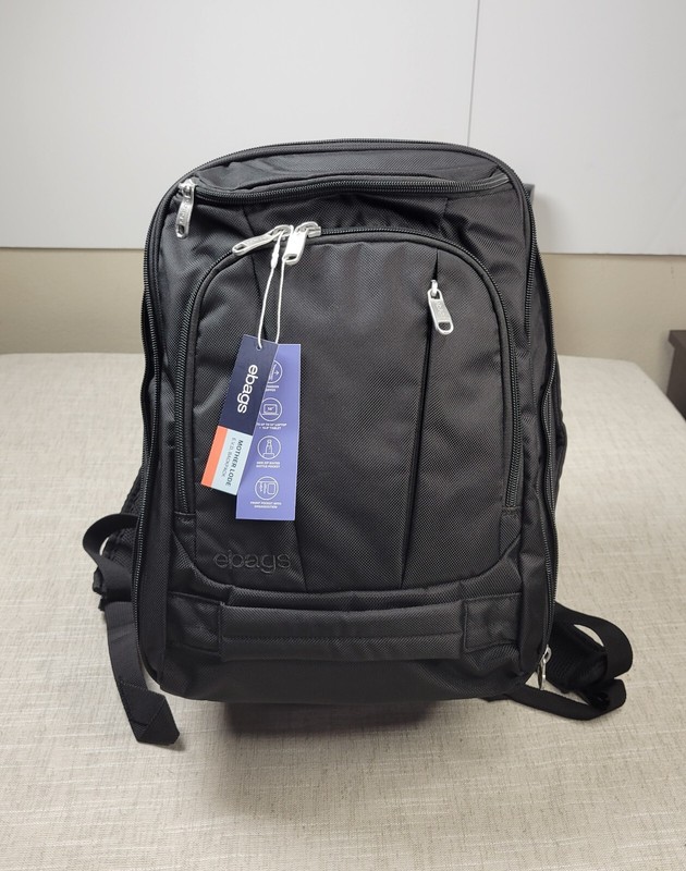 Ebags Mother Lode EVD Backpack Solid Black Expandable Travel Bag Fits 14′ Laptop