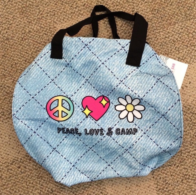 Capelli Blue Duffle Duffel Gym Bag Peace, Love & Camp 17″ X 11″ Girls Overnight