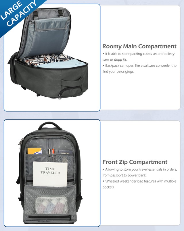 42L Rolling Backpack Convertible Wheeled Cabin Approved Carry on Suitcase 21inch gallery