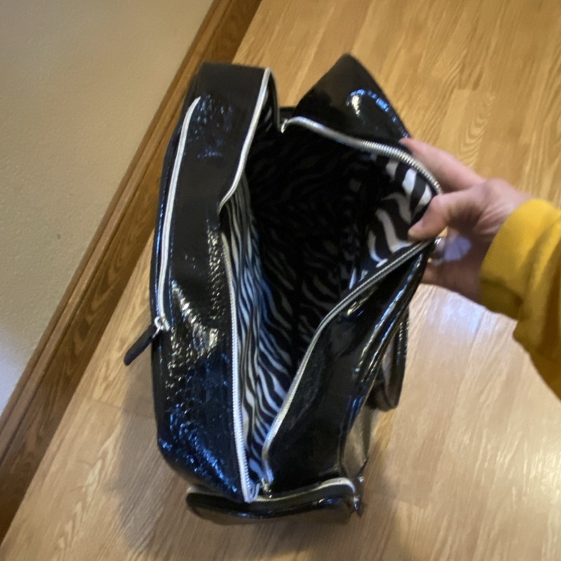 Black Patterned Wheeled computer or carry-On Bag with Telescopic Handle gallery