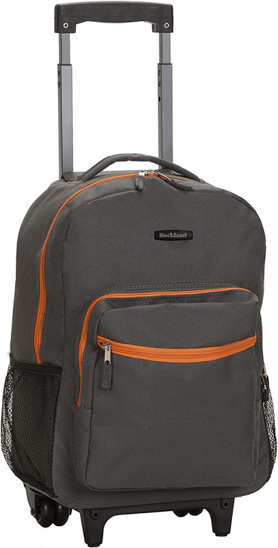 Double Handle Rolling Backpack, Charcoal, 17" gallery
