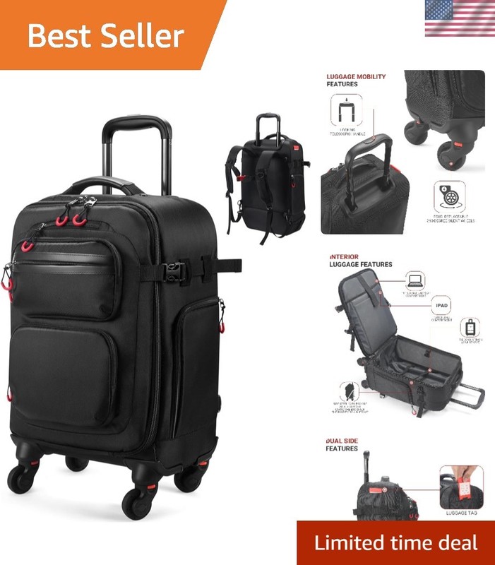 Rolling Backpack with Wheels – Airline Approved Underseat Carry-On Luggage 18…