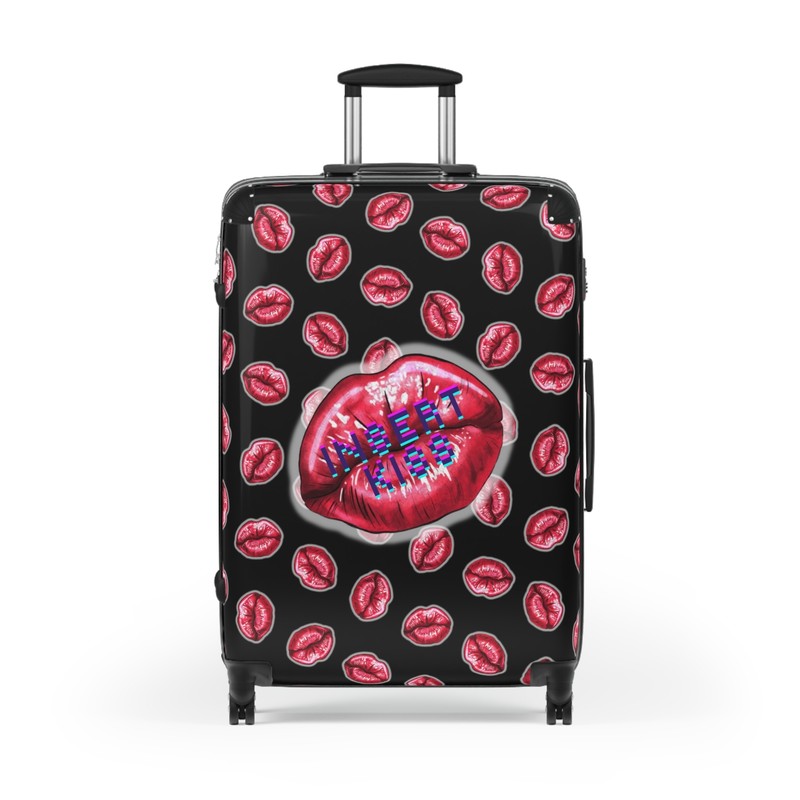 Bold Kiss Print Suitcase, Travel Luggage, Fun Vacation Gear, Statement Bag,