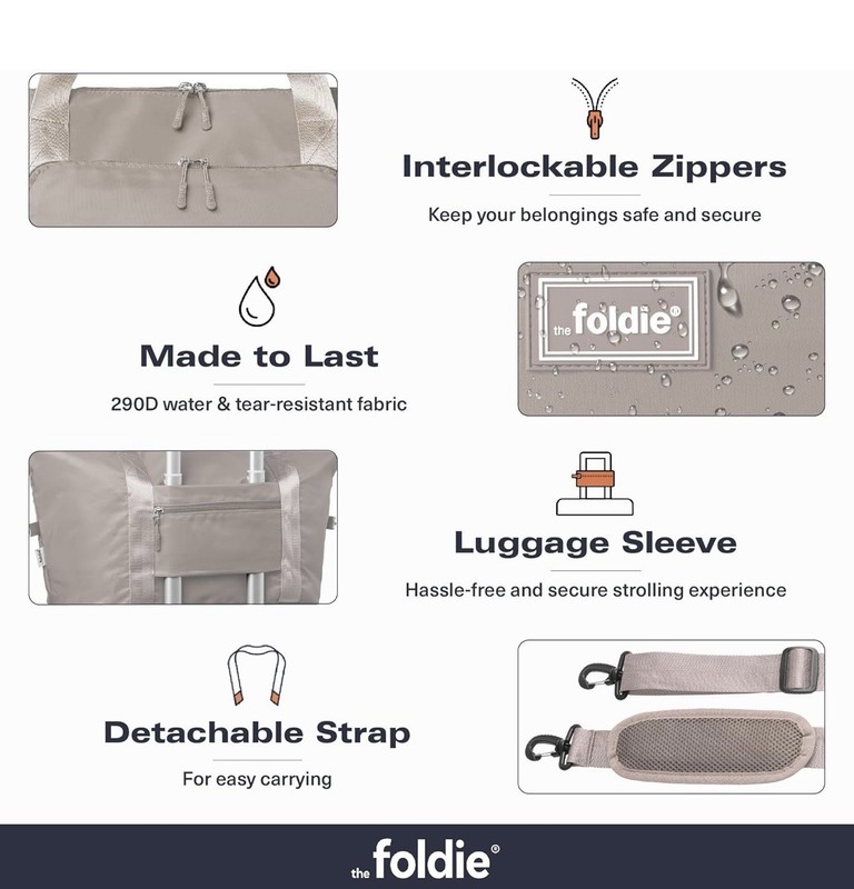 The Foldie® 4.0 Travel Duffle - Water Resistant - Expandable Bottom - Beige gallery