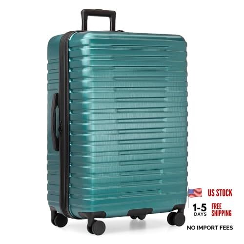 Boren Expandable Hardside Rugged Checked-Large 30-Inch, No USB Port Teal