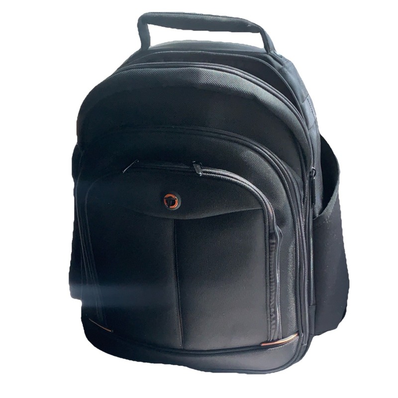 Black Travel Backpack with Multiple Compartments & Adjustable Straps