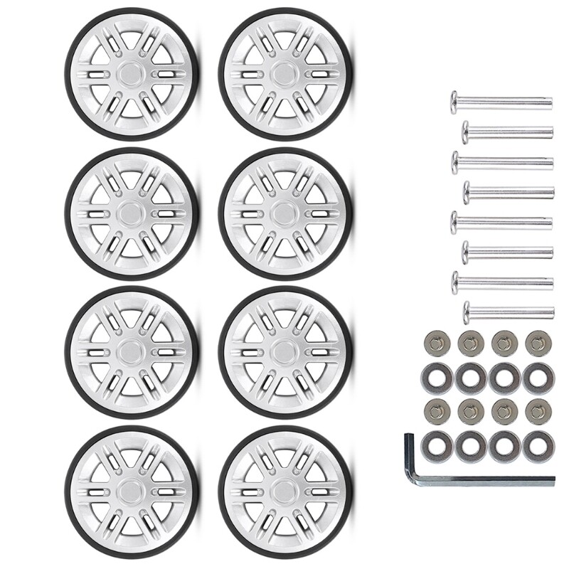 8Pcs 60mm Suitcase Luggage Wheel Repair Kits Easy Installation Smooth Rolling