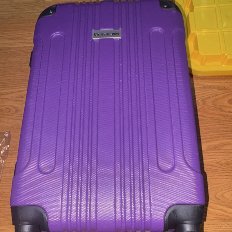 GLOBALWAY 20in Hardcase Spinner Suitcase ABS Plastic Solid Purple/Black