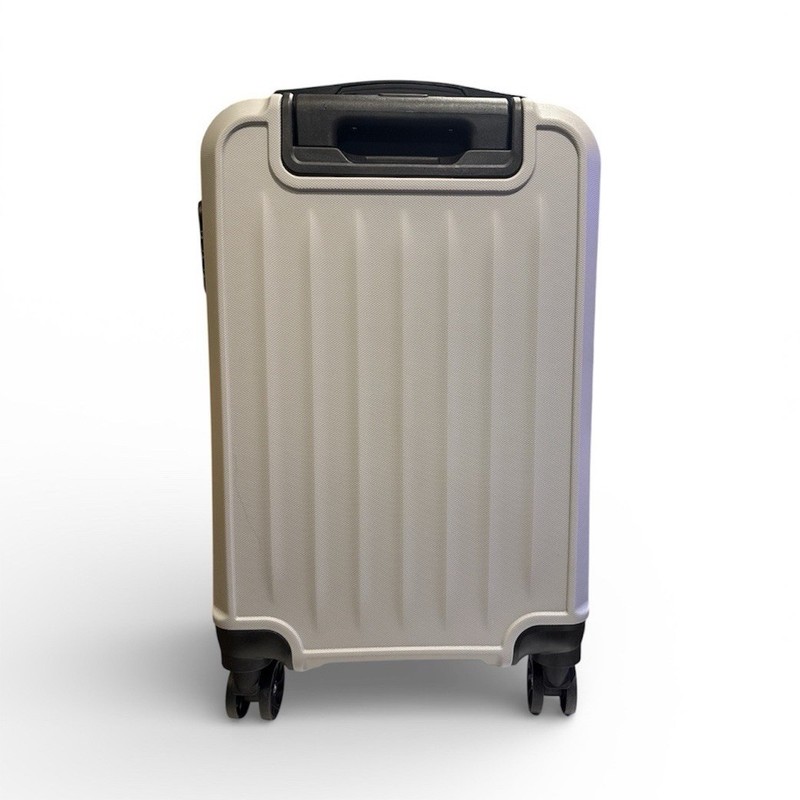 White Black Spinner Carry-On Luggage ABS Plastic Hard Shell Solid Suitcase