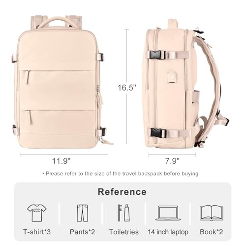 Carry On Backpack Flight Approved Personal Item Travel Medium A1-beige gallery