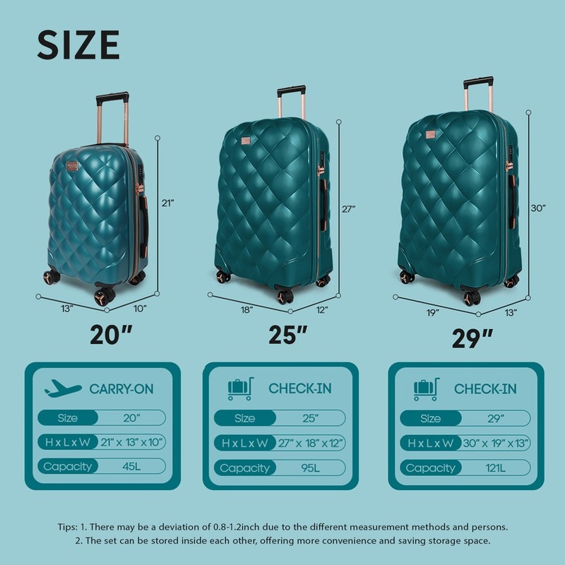 Expandable Lightweight PP Hard Shell Luggage Suitcases with Wheels & TSA Lock gallery