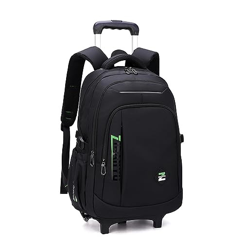 Elementary Trolley Backpack Senior High A1# Black Green-2 Wheels A1# 2 Wheels