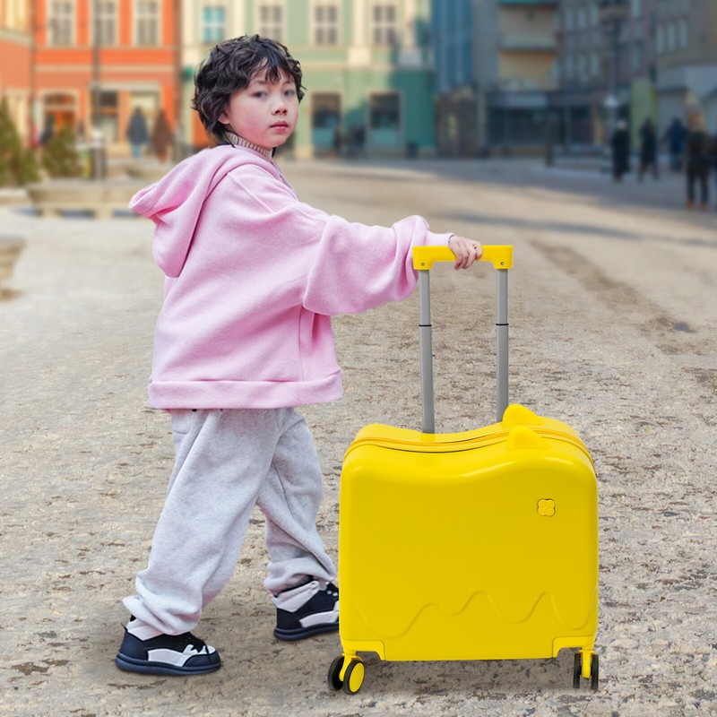 18″ Rolling Kids Ride-On Suitcase Children’s Luggage Case W/ Lock & Stickers USA