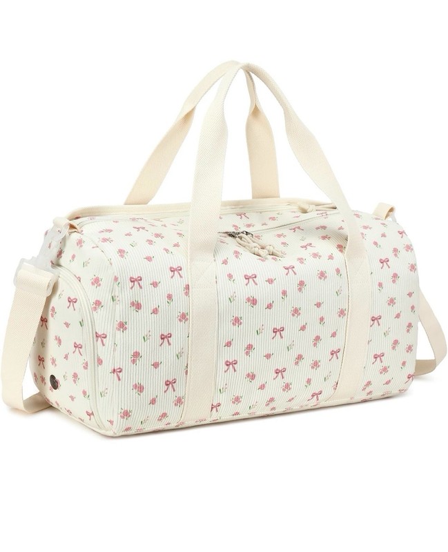Duffle Bag Gym Sports Women Girls Workout Travel Bag Shoe Compartment Strawberry