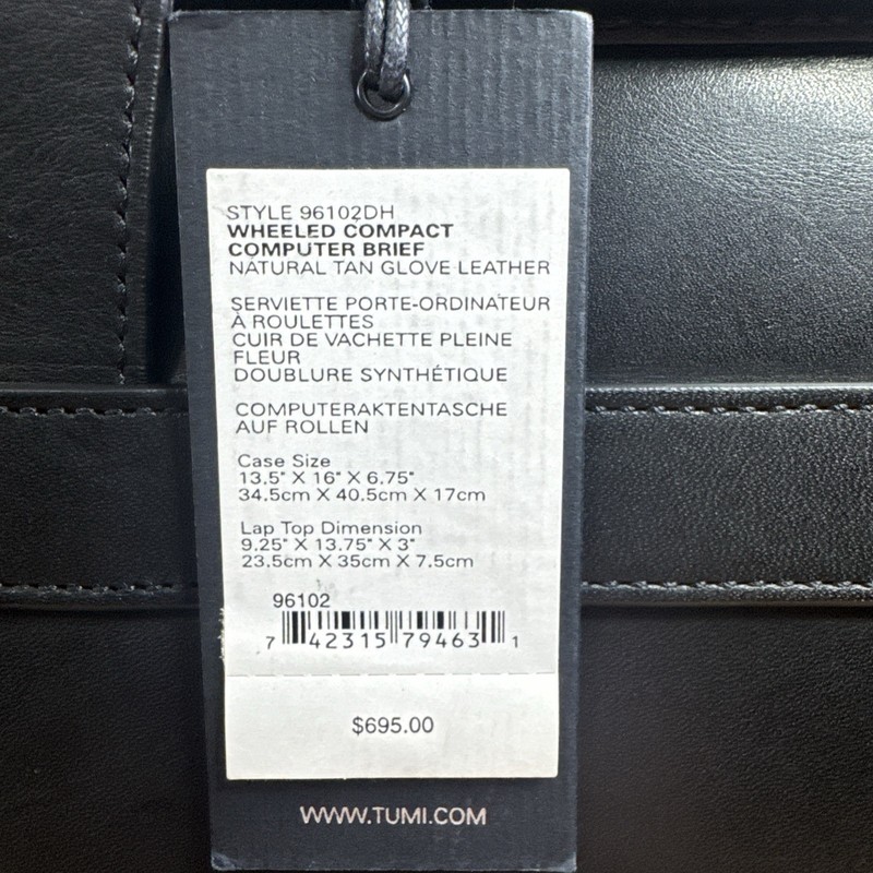 TUMI Wheeled Compact Computer Brief Black Leather Style 96102DH gallery