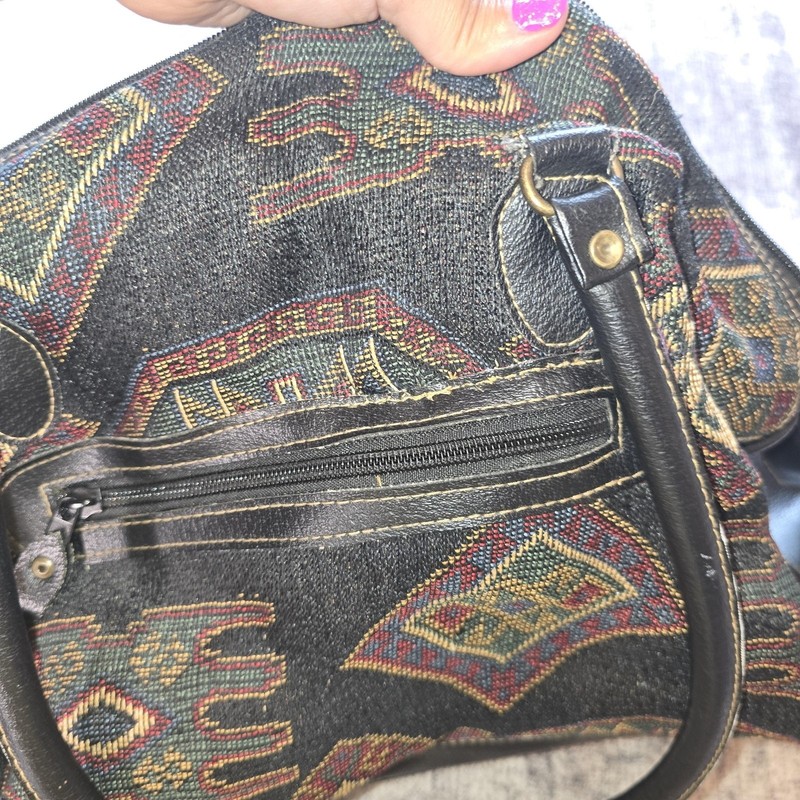 Vintage Gitano Aztec Tapestry Weekender Travel Bag Black Shoulder Duffle Large gallery
