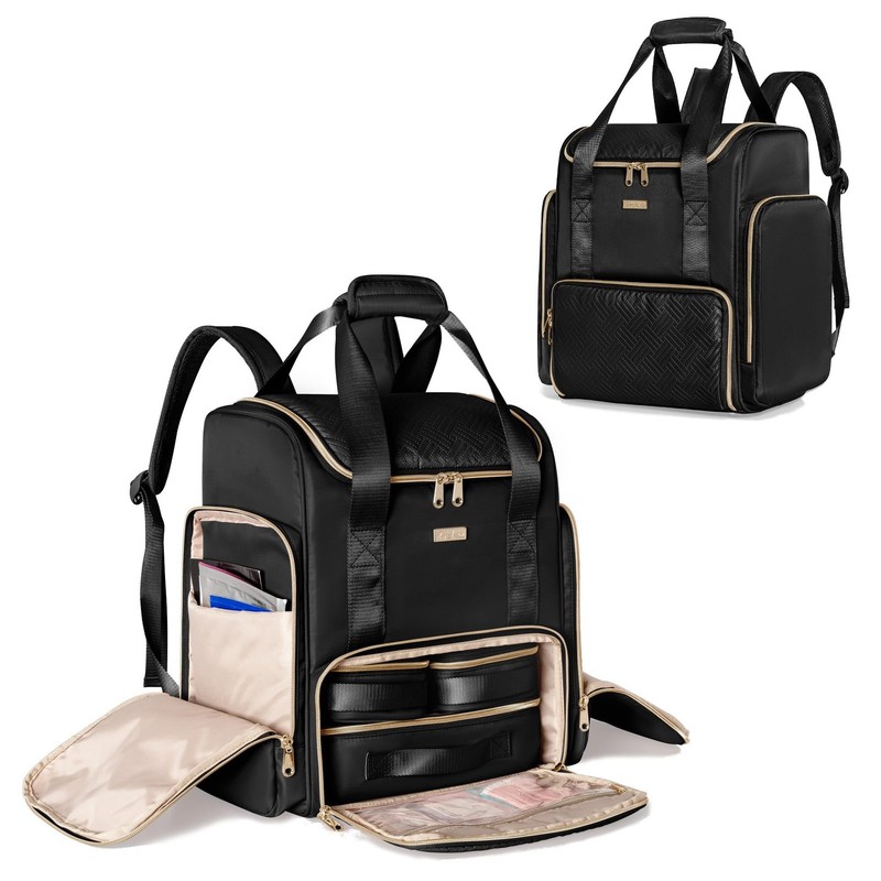 Large Makeup Backpack with 3 Clear Makeup Bags, Double Layers Professional Ma…