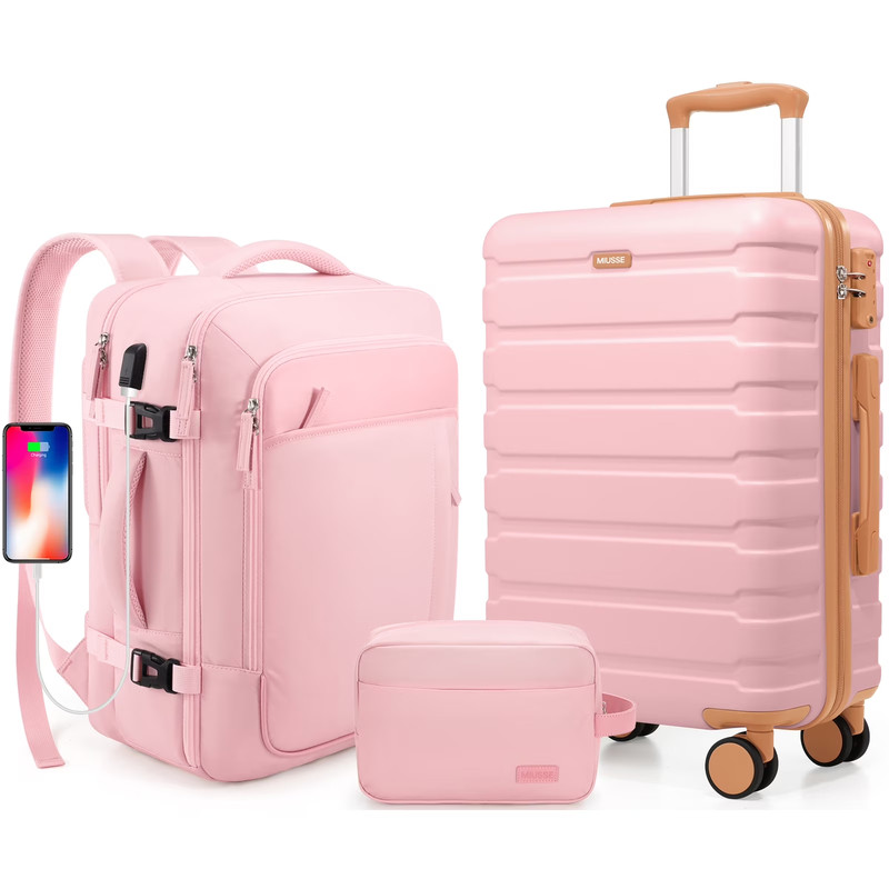 Carry on Luggage Set 3 Piece Hard Shell Luggage Sets with YKK Zipper Spinner Whe