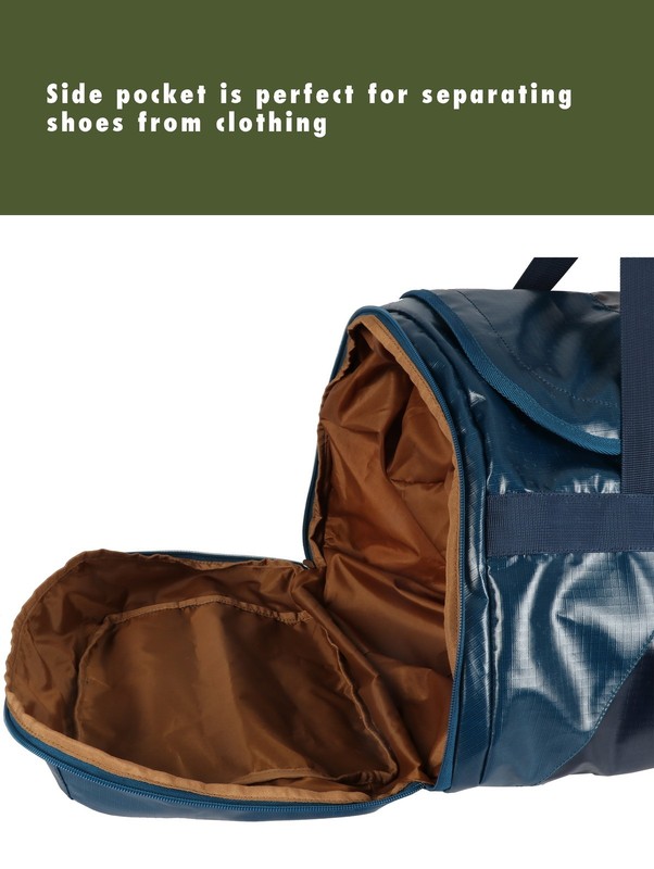 70L Coated Polyester Ripstop Duffel, with Tuckable Backpack Straps, Blue gallery