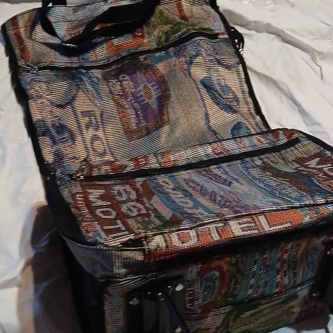 Multicolor Abstract Rolling Tote Nylon Travel Bag with Zippered Compartments gallery
