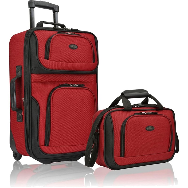 Travel Effortlessly with Rio Lightweight Expandable Carry-On Luggage Set in Red