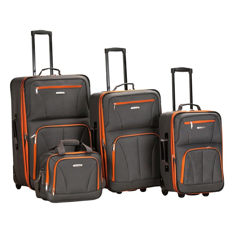 4-Piece Softside Luggage Set Expandable Travel Bags Charcoal