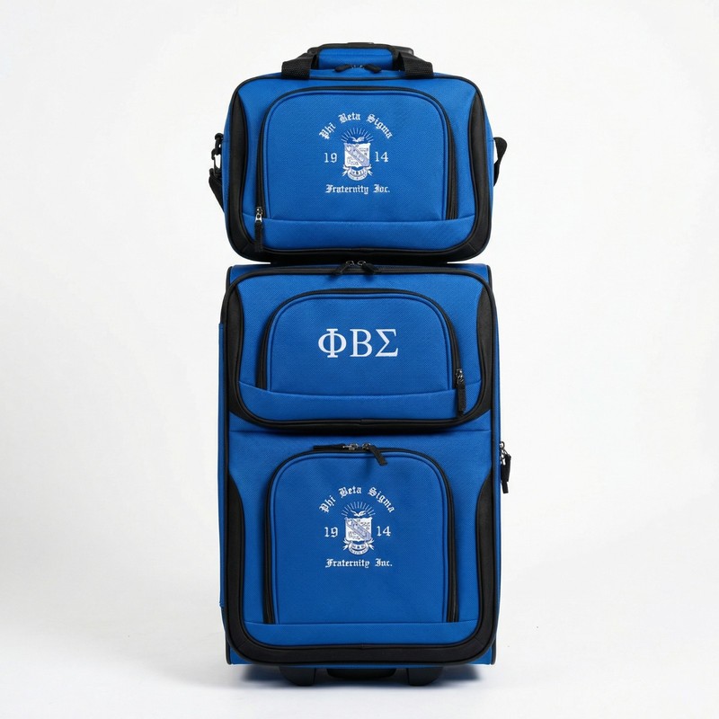 Phi Beta Sigma 2 Pc Luggage Set 21 Inch Upright Roller Tote Blue Travel