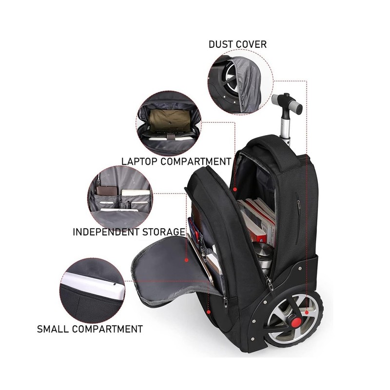 Waterproof Rolling Backpack, Backpack with Wheels for Business and Travel Com... gallery