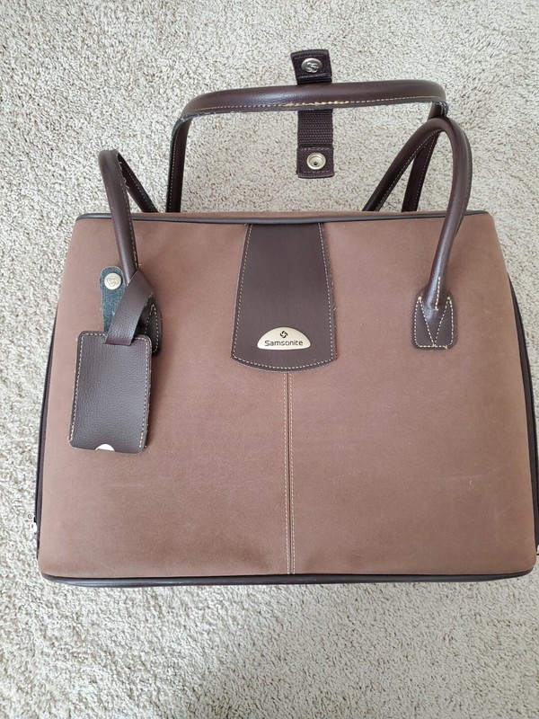 Samsonite Large Brown Microfiber Laptop Carry On Travel Bag Women W/ 2 Pouches gallery
