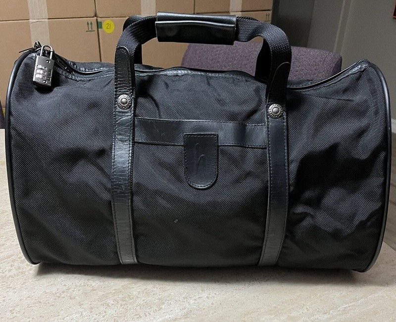 Hartmann Black Ballistic Nylon Leather Trim Duffle Bag Hand Shoulder Strap