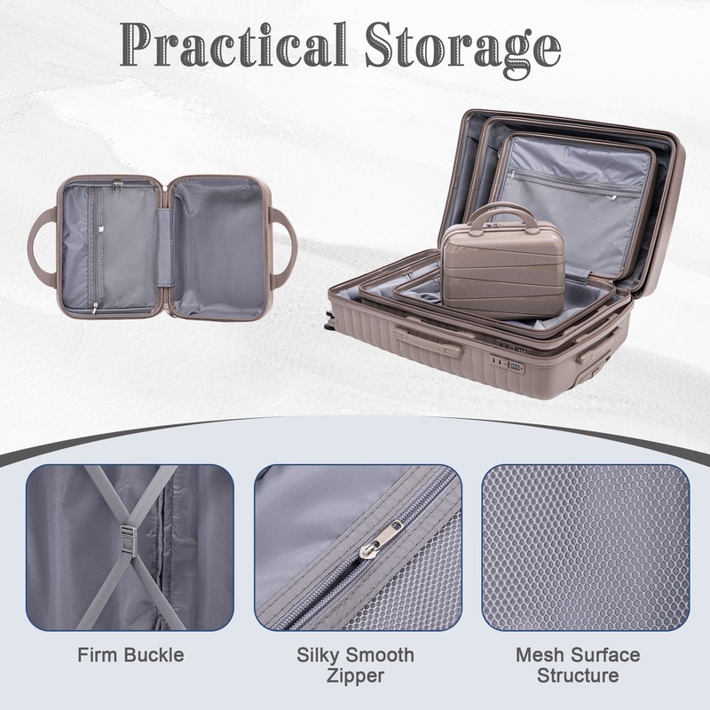4 Pcs Spinner Wheel Luggage Set Carry On Suitcase with TSA Lock 14 20 24 28 Inch gallery