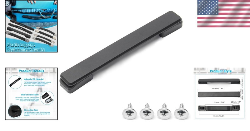 Universal Plastic Luggage Handle Replacement 201mm x 28mm in Elegant Black gallery