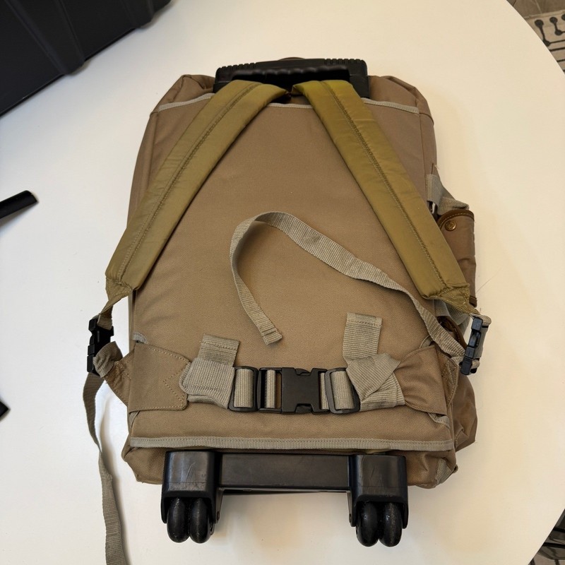 Field & Stream Rolling Backpack Tan Canvas Convertible Travel Luggage Large gallery