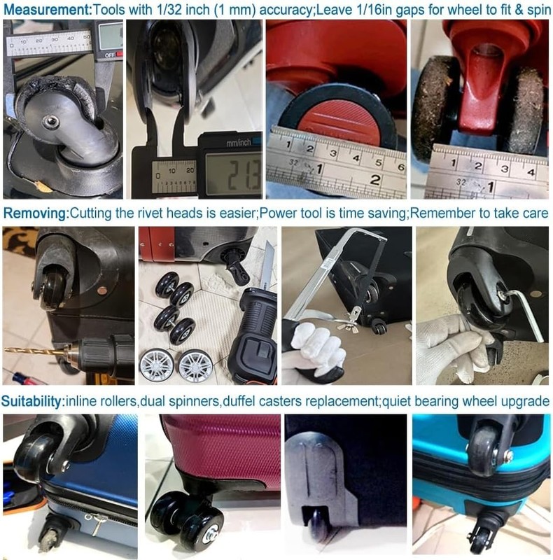 Luggage Suitcase Replacement Wheels Set Suitcase Spinner Wheels 4Pcs PU Bearing gallery