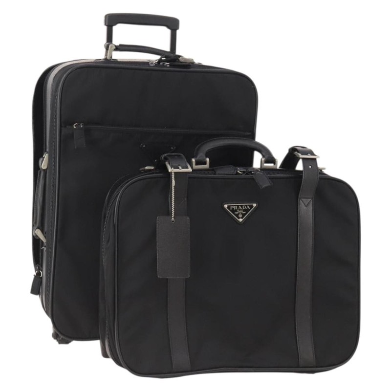 PRADA Trunk Nylon 2 Set Black Auth 174973
