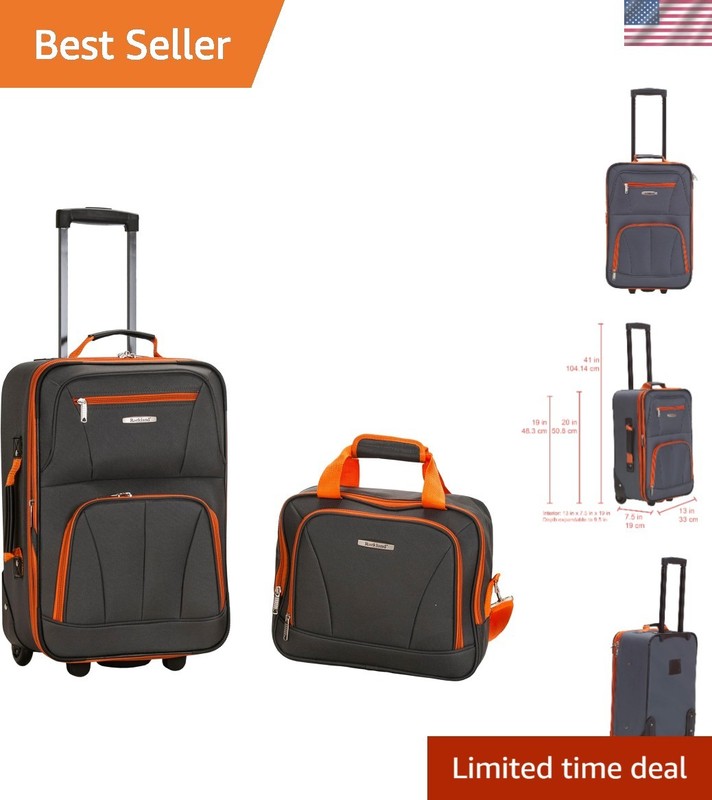 Fashion Expandable Softside Upright Luggage Set, Charcoal, 2-Piece 14/19