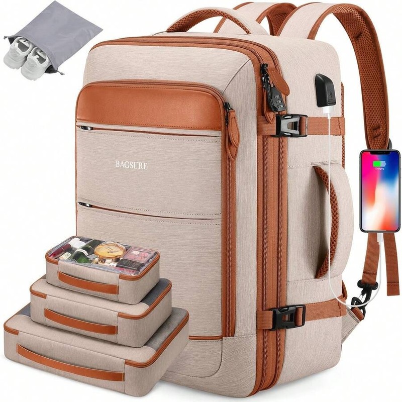 42L Flight Approved Travel Backpack, Carry On Laptop Bag with Packing Cubes gallery