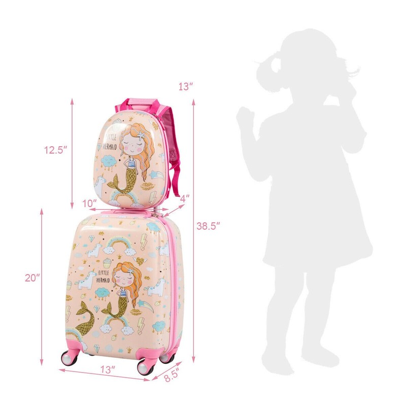 18" Carry On Suitcase & 12" Backpack Mermaid 2PC Kids Luggage Set CHristmas gallery