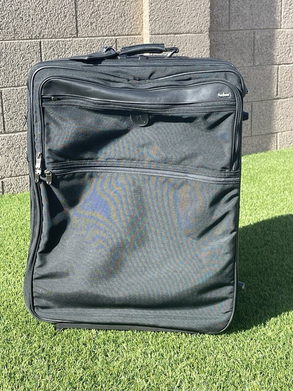 Hartmann Large 28” Black Roller Luggage Leather Ballistic
