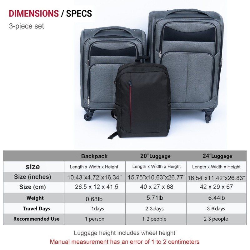 Softside Rolling Suitcase Set 20+24 Inch Oxford Fabric Trolley Luggage gallery