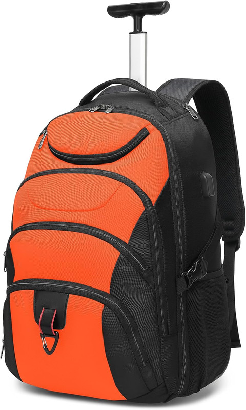 17″ Water Resistant Rolling Backpack Trolley Suitcase for Travel & College