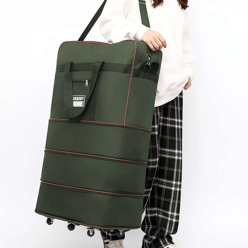 Expandable Duffel Bag 3-Layers Suitcase Collapsible Rolling Wheeled Luggage Bag gallery
